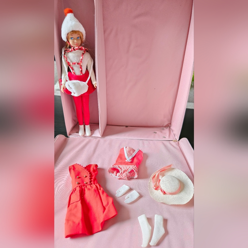 Vintage 60's Mattel Barbie Case,  Rare 1963 SKIPPER Doll, Red Sensation outfit